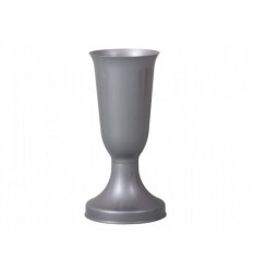 Hřbitovní váza ADONIS se zátěží Ø15 x 30 cm plastová lesklá stříbrná