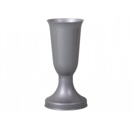 Hřbitovní váza ADONIS se zátěží Ø15 x 30 cm plastová lesklá stříbrná