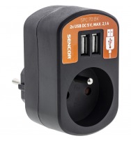 Zásuvka s 2xUSB, 5V/2100mA SENCOR SPC 70 BK